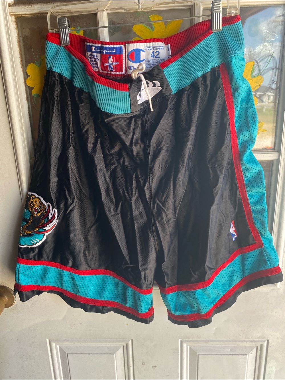 Champion Black Teal Red Athletic Basketball Shorts